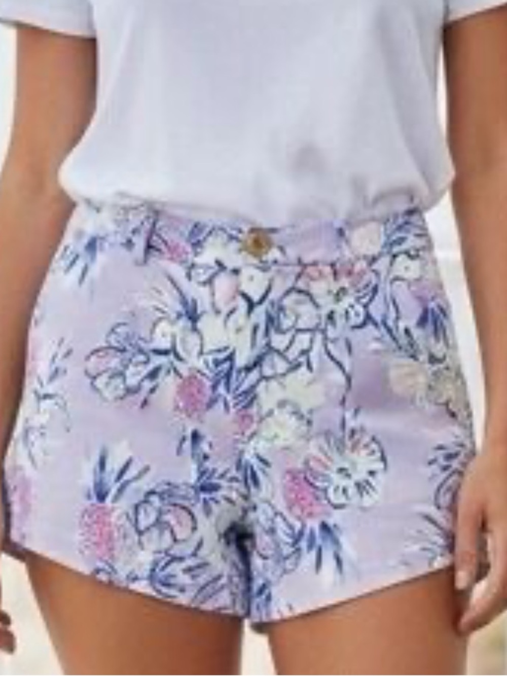 Lilly Pulitzer The Callahan Short Floral High Waist Shorts in Purple & Pink Size
